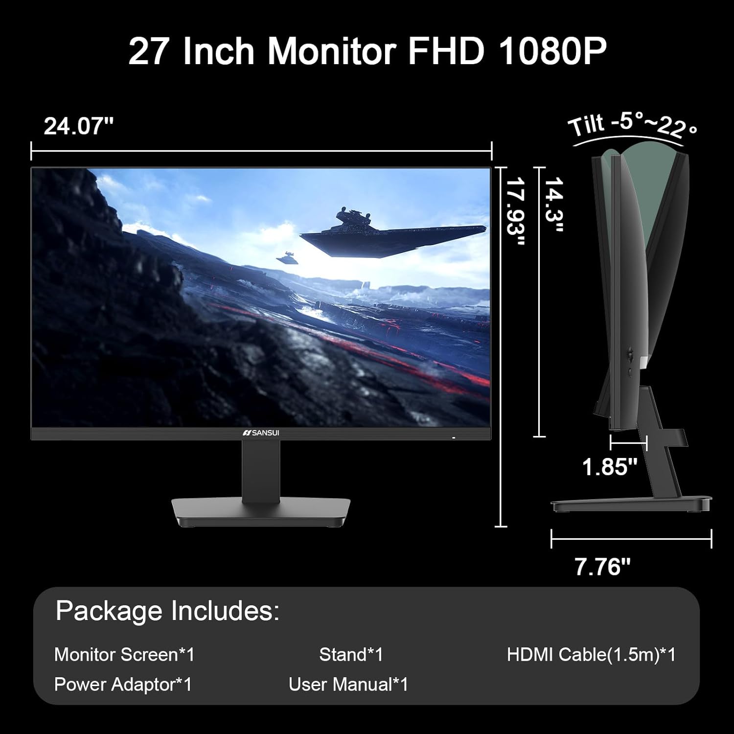 27 Inch Gaming Monitor, IPS 120Hz Full HD 1920 x 1080P