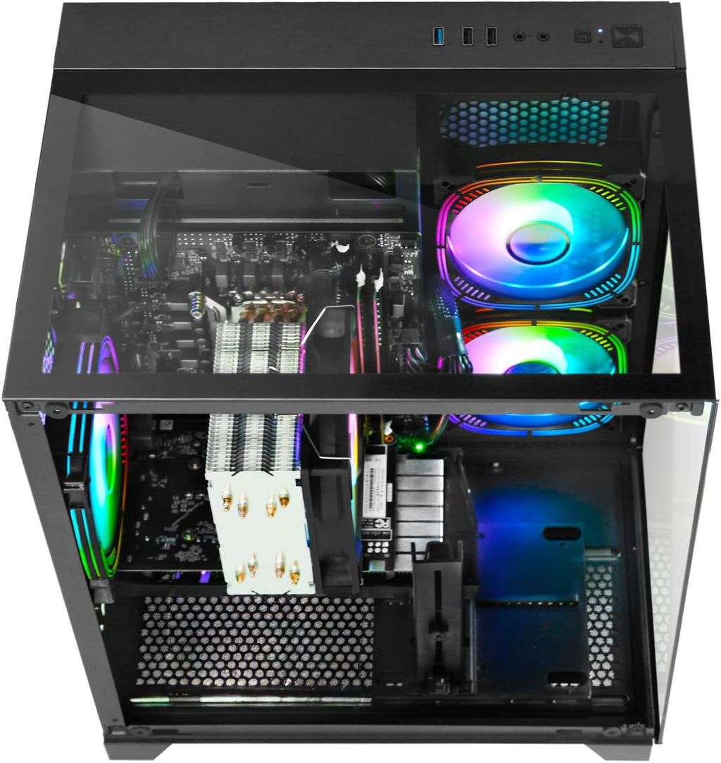 Gaming PC Desktop Computer - Ryzen 5 5500, Radeon RX 6500XT 4GB, 16GB DDR4 RAM, 1TB NVME SSD, Prebuilt Tower Computer (Black)