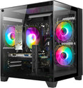 Gaming PC Desktop Computer - Ryzen 5 5500, Radeon RX 6500XT 4GB, 16GB DDR4 RAM, 1TB NVME SSD, Prebuilt Tower Computer (Black)
