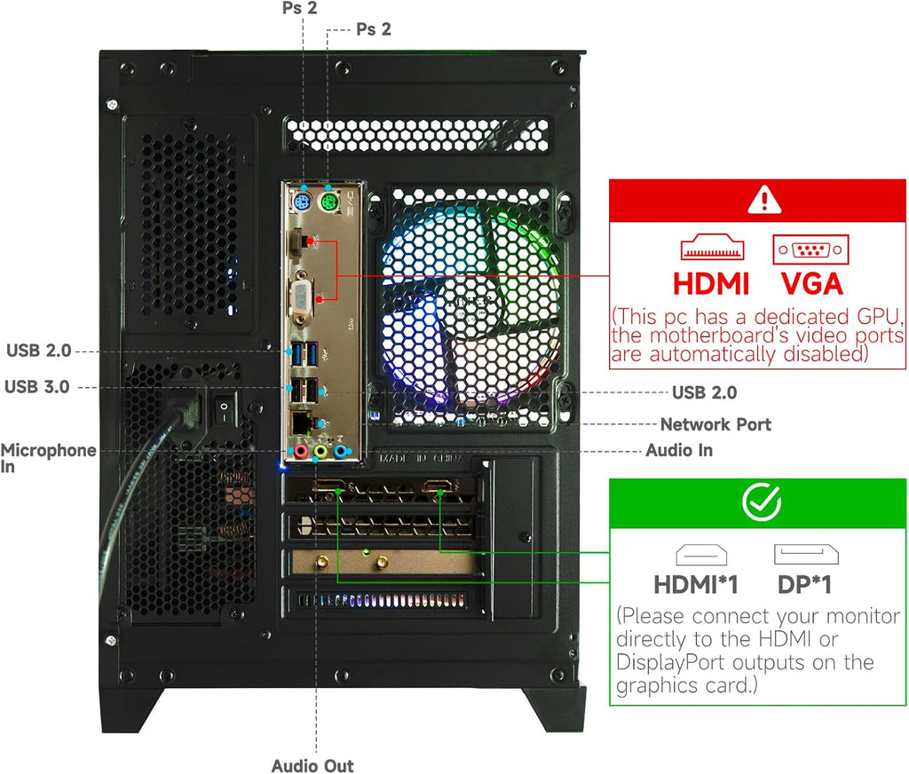 Gaming PC Desktop Computer - Ryzen 5 5500, Radeon RX 6500XT 4GB, 16GB DDR4 RAM, 1TB NVME SSD, Prebuilt Tower Computer (Black)