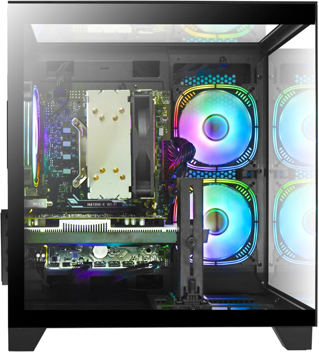 Gaming PC Desktop Computer - Ryzen 5 5500, Radeon RX 6500XT 4GB, 16GB DDR4 RAM, 1TB NVME SSD, Prebuilt Tower Computer (Black)