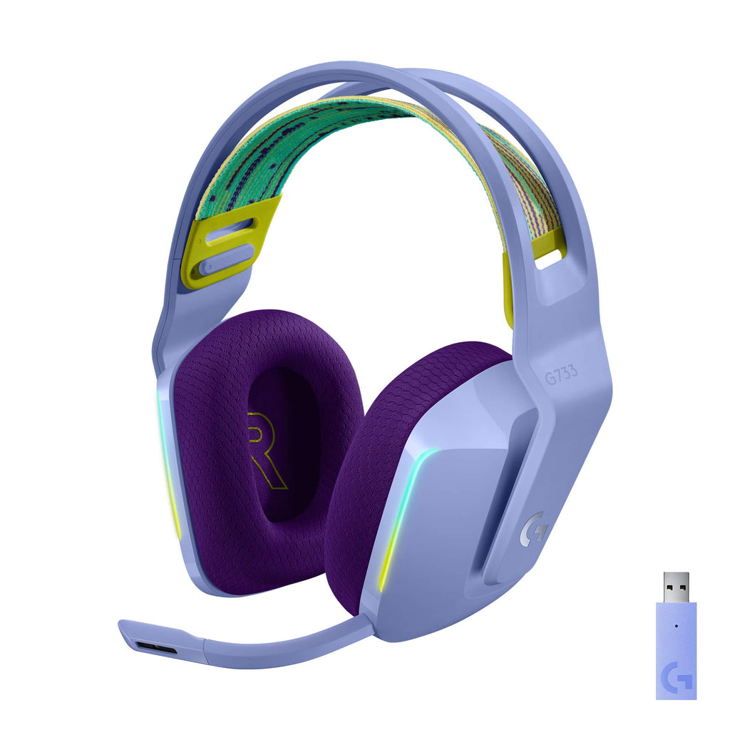 Logitech G733 Lightspeed Wireless Gaming Headset, Suspension Headband, Lightsync RGB, Blue VO!CE Mic, PRO-G Audio – White, Gaming Headset Wireless, PC, PS5, PS4, Switch Compatible