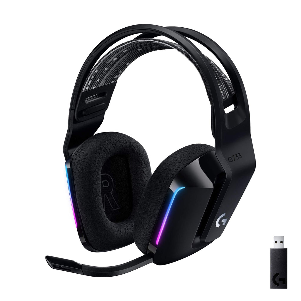Logitech G733 Lightspeed Wireless Gaming Headset, Suspension Headband, Lightsync RGB, Blue VO!CE Mic, PRO-G Audio – White, Gaming Headset Wireless, PC, PS5, PS4, Switch Compatible