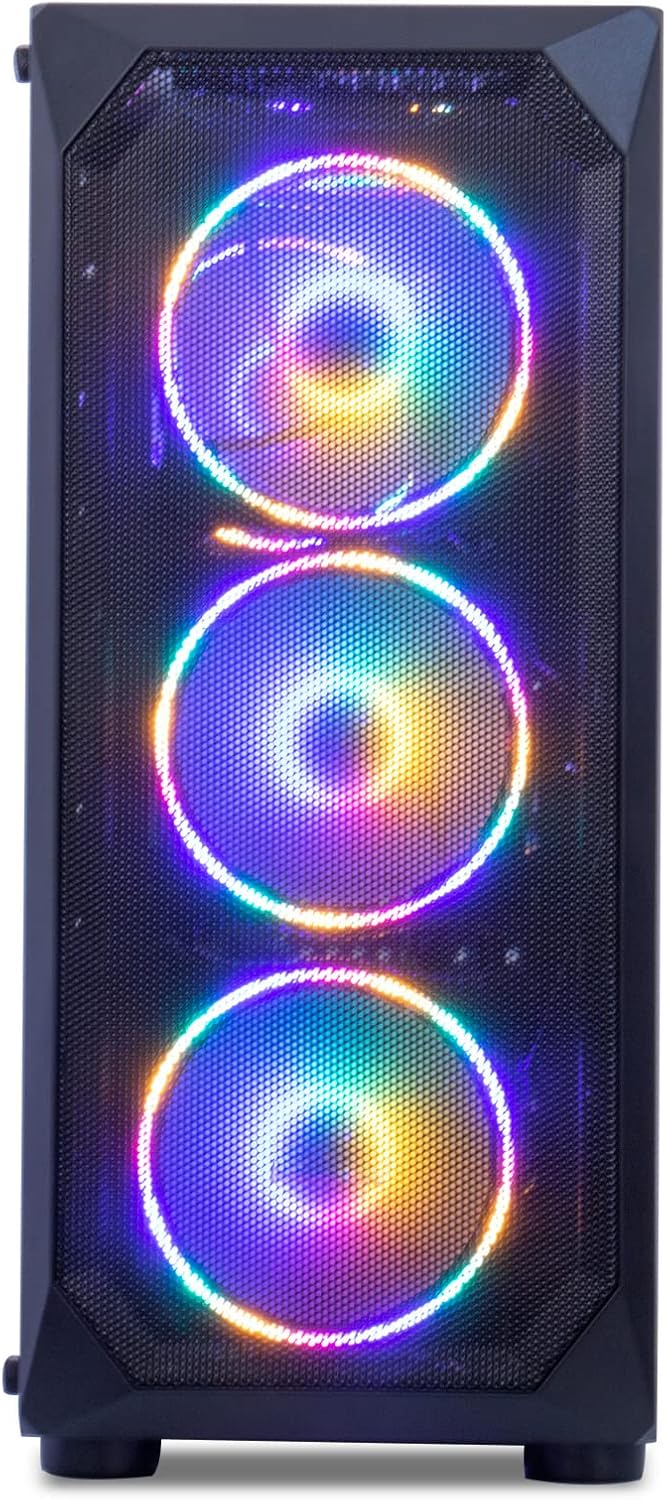 MXZ Gaming PC Desktop Computer, AMD Ryzen 5 5600X, RTX 4070, 16GB DDR4, NVME 1 T SSD, 6RGB Fans, Win 11 Pro Ready, Gamer Desktop Computer(R5 5600X| RTX4070)