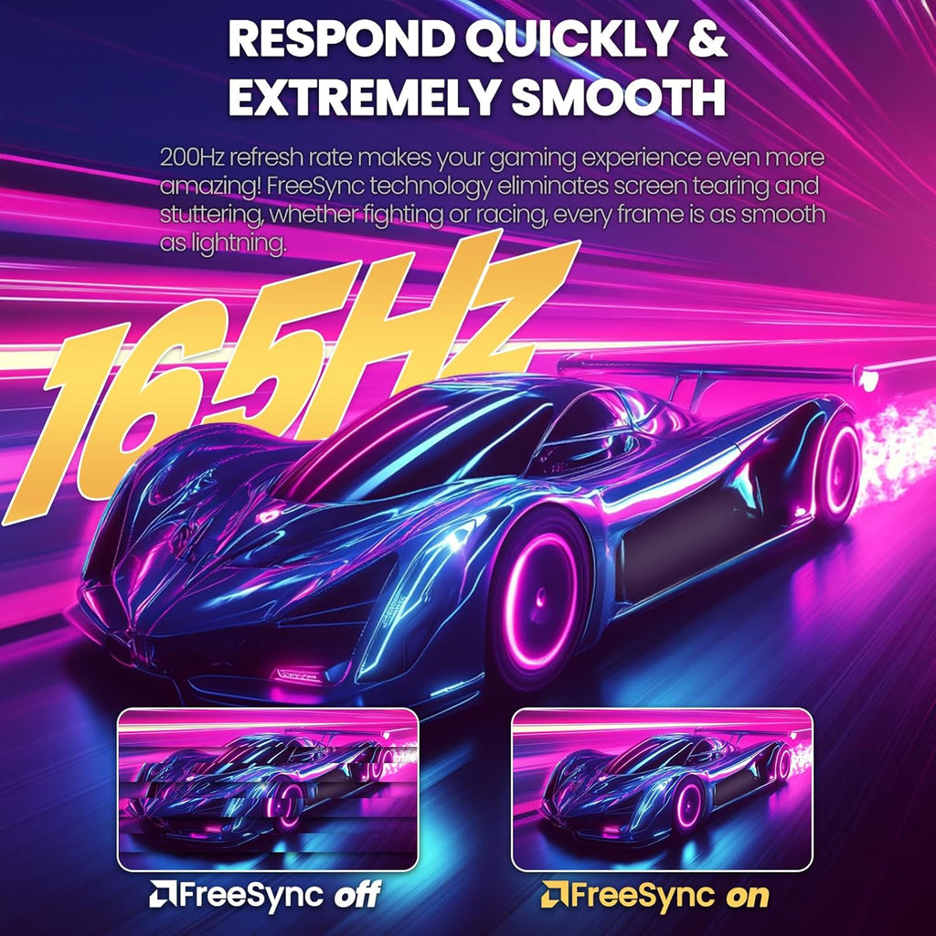 CRUA 32" Curved Gaming Monitor, 2K QHD 2560x1440P, 144Hz/165Hz Computer Monitors, 120% sRGB, FreeSync, Low Blue Light, 1800R VA Screen, HDMI 1.4/DP 1.2, Wall Mountable - Black