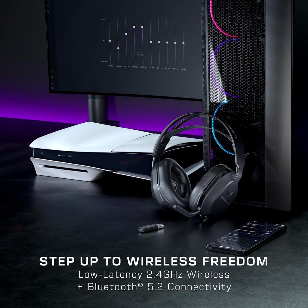 Turtle Beach Stealth 500 Wireless Amplified Gaming Headset for PS5, PS4, PC, & Mobile – 40-Hr Battery, Bluetooth, Memory Foam Cushions, Flip-to-Mute Mic, EQ Presets, Companion App – Black