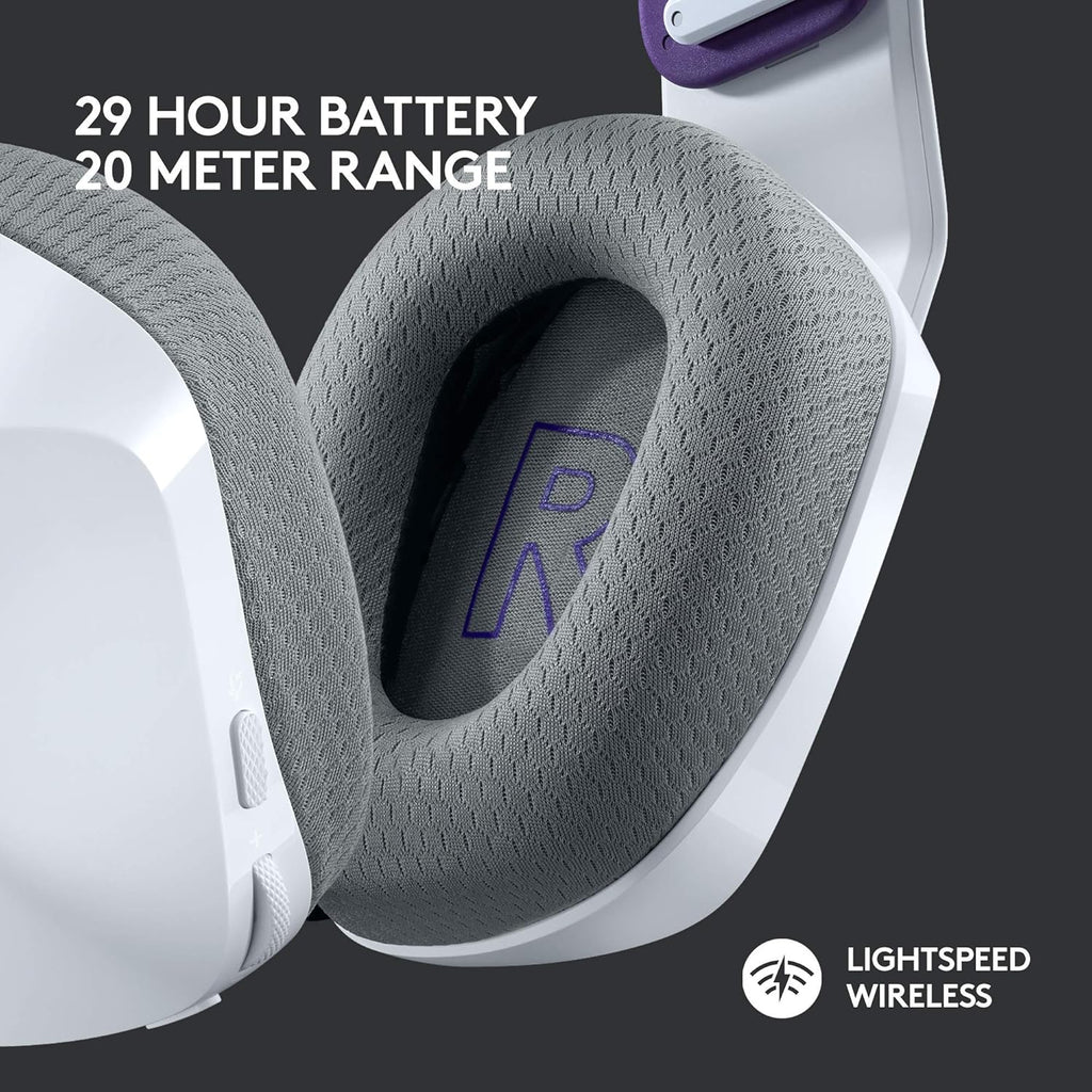 Logitech G733 Lightspeed Wireless Gaming Headset, Suspension Headband, Lightsync RGB, Blue VO!CE Mic, PRO-G Audio – White, Gaming Headset Wireless, PC, PS5, PS4, Switch Compatible